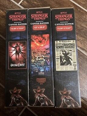 Stranger Things Season 5 Hanging Canvas Banner Set Of 3 New In Boxes